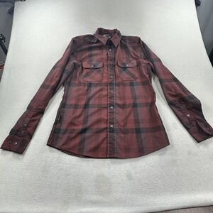 Flylow Shirt Mens Small Red Plaid Handlebar Tech Flannel Snap Front Outdoor